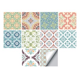 Self-Adhesive Wall Tile Decals, Peel and Stick Tile Stickers, Waterproof Backsplash Stickers for Kitchen Bathroom Decor, 8x8inch 10Pcs, Mediterranean 02