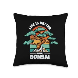 Bonsai Tree Plant Tools Care Kit Set Gifts Ideas Life is Better Indoor Pots Bonsai Throw Pillow, 16x16, Multicolor