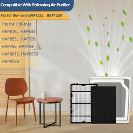 HAPF600 HEPA Filters for Holmes HAP616, HAP633, HAP653, HAP726, HAP756, HAP759, HAP8615, HAP8650, HAP9726 Air Purifier, Replace HAPF600TCS (3 HEPA Filters& 3 Carbon Filters)