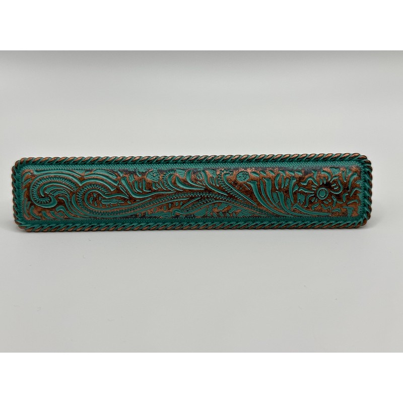 Fancy Western Pull Copper Patina Cabinet Hardware Americana Drawer Pull