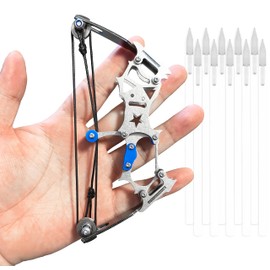 TIETHEKNOT Mini Archery Bow Set Right Hand Mini Compound Bow Mini Hunting Bow Metal Material Catapult RH/LH for Hunting Shooting Practice Archery Entertainment Fun, silvery