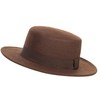 Wide-Brim-Felt-Panama-Fedora-Hat with Flat-Top-Pork-Pie Cap for Women Men (Size:M) Coffee