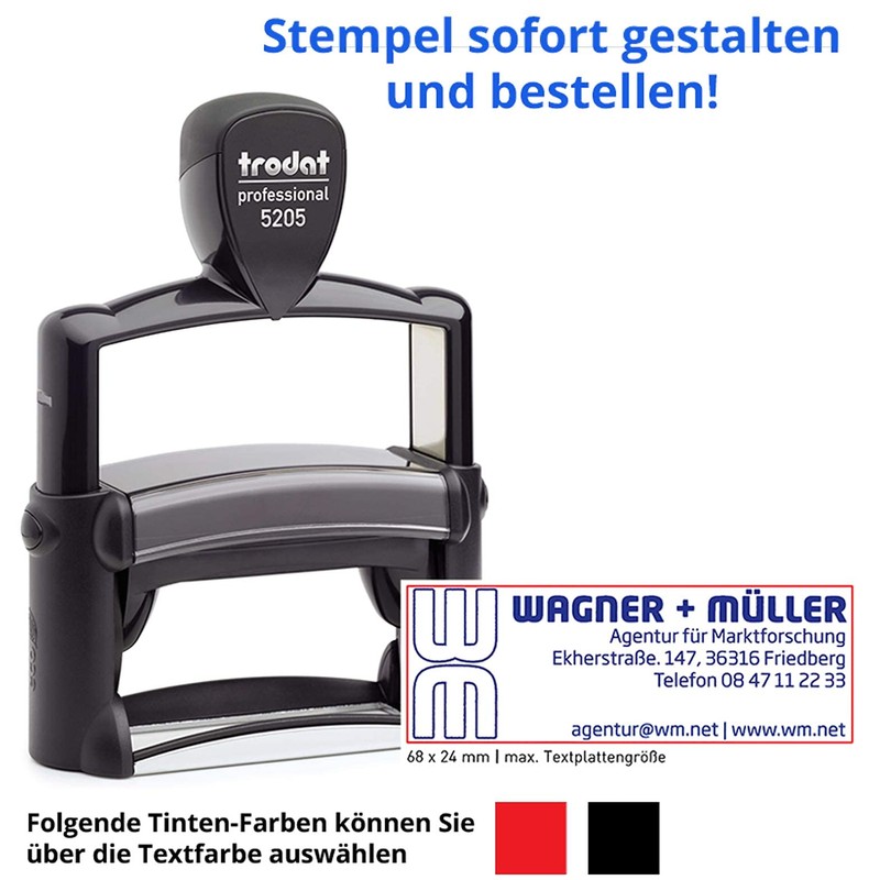 Trodat Professional 5205 Stamp 68 x 24 mm 5 Line