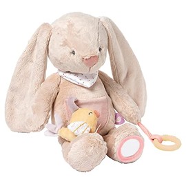 Nattou Active Cuddly Toy Rabbit Pomme Made of Polyester with Various Activities, Approx. 40 cm, Alice and Fries, Dusky Pink