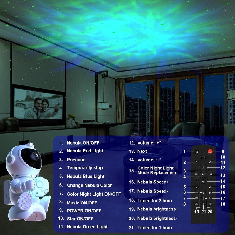 HONPHIER Astronaut Projector with Speaker Night Light Projector Starry Sky