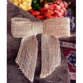 POSHNPRETTY Set of 12 Burlap Jute Pre Tied Bows On Wire 3" Wide - Choose Colors (Natural)