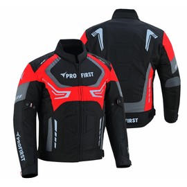 PROFIRST Motorbike Men’s Riding jacket Motorcycle Jacket for Men Waterproof CE Approved Jacket with LEVEL 1 Protection(US, Alpha, 4X-Large Red)