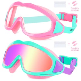 TFJH E 2 Pack Girls Swimming Goggle Kids Swim Goggles UV Protection No Leaking Pink Green M Pink Blue Purple