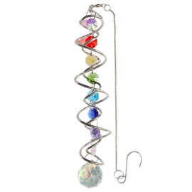 Pine & Linen 20inch Decorative Gazing Ball Wind Spinner,Spiral Tail Wind Spinner Rainbow Maker,Crystal Sun Catcher for Outdoor Decoration/Garden/Wedding Birthday Gifts(Colorful)