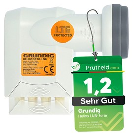 GSS Helios Octo LNB + 16x F-Connectors, with LTE Shielding & SunProtect Protection, Digital 8-Way 4K HD LMB for 8 Subscribers, for TVs, Sat Receivers, 8x LNC for Sat