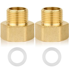 1/2" Female to 3/8" Male BSP Thread Brass Hex Reducing Bushing Adapter for Water and Gas Pipes, with Sealing Rings