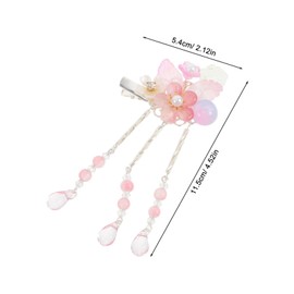 Baluue 2 Pairs Elegant Flower and Tassel Barrettes Asian Hair Accessories for Cosplay and Festive Celebrations Mermaid Blue and Pink