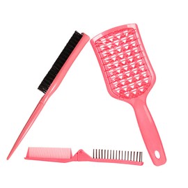 Gogogmee Multifunctional Hair Brush Set Hairdressing Comb Slick Back Brush Teasing Comb Rat Tail Comb Folding Brush for Versatile Styling