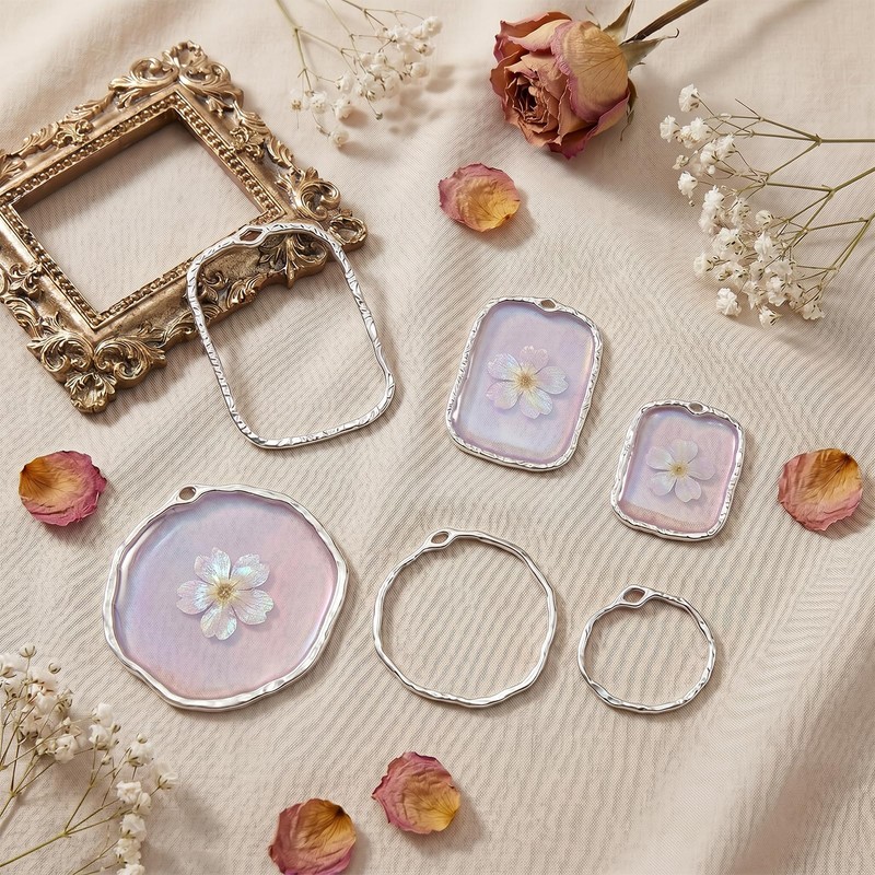 48 Pcs Open Bezels for Resin, Alloy Open Back Bezel