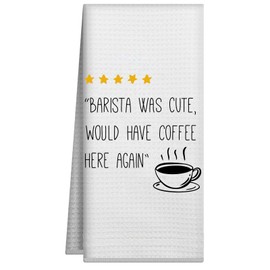 Joyriza Funny Kitchen Towels, Bar Decor Dish Towels, Waffle Hand Towel Gifts for Coffee Lovers Women Friends, 16x24 Inch