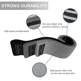 S.ROMZA Fabric Resistance Bands for Working Out Elastic Exercise Band Squats Fabric Exercise Bands for Legs and Butt Pilates,Yoga,Male and Female Fitness Resistance Bands (Light gray/dark gray/black)