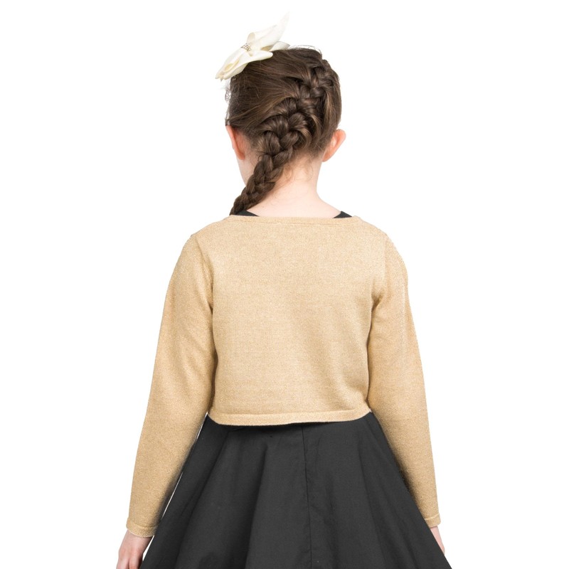 BlackButterfly Children's Long Sleeve Bolero Sparkle Cardigan Girls, gold