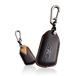 ontto key case fit for VW ID.3 ID.4 GTX Golf 8 R GTI Seat Leon MK4 Tarraco Skoda Octavia Enyaq 2020-2021 Smart Key Fob Cover Keyring Leather key shell keychain key holder Protector Accessories Black