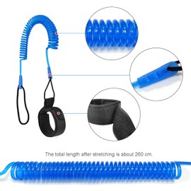 JEEZAO Surfboard Leash, TPU Paddle Leash with Safety Foot Strap for Stand Up Paddle SUP Board Surfboard 10 Feet (Blue)