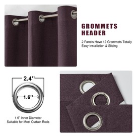 OVZME Full Blackout Curtains 36 Inch Length 2 Packs, Faux Linen Solid Purple Short Curtains Tiers, Privacy Protection & Energy Saving Room Darkening Curtains for Bedroom Living Room, 30Wx36L