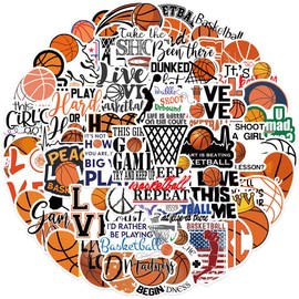 Cool Basketball Stickers for Kids Teens Adults, 50PCS Love Basketball Hapiuen Vinyl Waterproof Sport Stickers for Water Bottles Laptop Scrapbook, Cute Sport Decals, Party Supplies