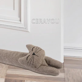 CERAYOU Cat Fabric Under Door Draft Stopper, 3LB Heavy Duty Decorative Soundproof Door Draft Blocker, 36 Inch Animal Energy Saving Draft Guard, Smiley