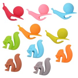 10pcs Silicone Tea Bag Holders Multi-Color Snail and Squirrel Cute Drink Marker Tea Accessories for Party Banquet Gathering