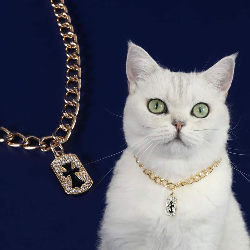 Pet Metal Chain Full Diamond Cross Baroque cat and Dog