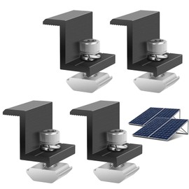 Pack of 4 30 mm Solar Panel Holder, Solar Panel Mount, Solar Panel Z Holder, Solar Brackets, Adjustable Clamp, Aluminium Alloy Suitable for Motorhomes, Roofs (Black)