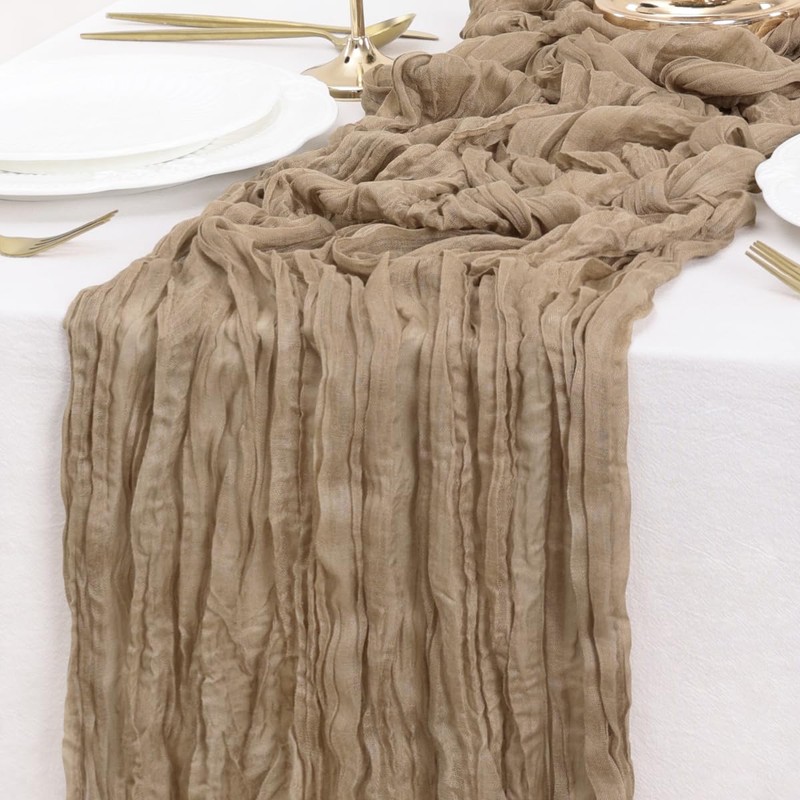 LINXTAR Nude Table Runner Cheesecloth Table Runner 10FT Farmhouse Table