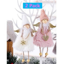 PGYFIS Hanging Ornaments 2 Pieces Love & Snowflake Angels Christmas Decorations Tree Pendant Creative Gifts (Love & Snowflake Angel)