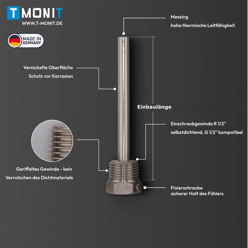 Tmonit - Immersion Sleeve Nickel-Plated Brass | 1/2 Inch |