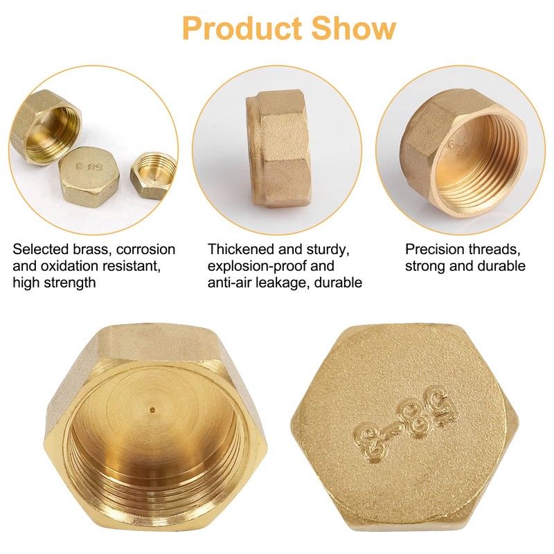 Pack of 8 Sealing Caps, 3/4 Inch with Seal, Brass