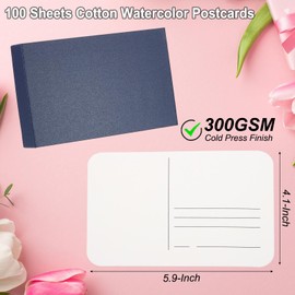 PATIKIL 100 Pcs 100% Cotton Watercolor Postcards 4.1x5.9 Inch Water Coloring Paint Paper Cards for Mailing Art Painting Watercolor Drawing Artist, 140lb/300 GSM Fine Grain