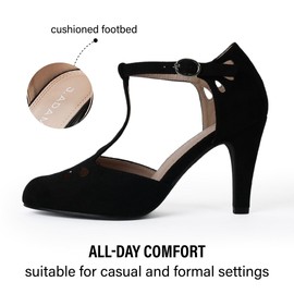 J. Adams Pepper Mary Janes - Cutout Kitten Heel Retro T Strap Pumps