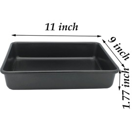 Small Baking Pans 11x9 Inch 2Pcs Mini Cookie Sheets Toaster Oven Tray Nonstick Thicken Brushed Carbon Steel No Warp Magnetic 1 to 2 Person Bakeware by HYTK
