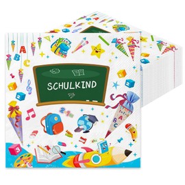 Wentsent Pack of 80 Napkins First Day of School, 3-Layer Colourful First Day of School Napkins with ABC Sugar Bag for School Child Girls Boys First Day of School Decoration Table Decoration School