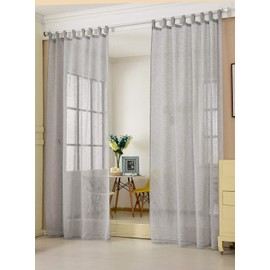 Transparent Curtain with Loops, 1 Piece Window Curtain in Linen Look, Decorative Curtain in Cream, 140 x 245 cm, Tab-Top Curtain for Bedroom, Children's Room, Kitchen, Stores, Curtain, Window Curtain