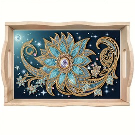 SHLUHA Diamond Art Kits for Adults Wooden Serving Trays with Handle Food Tray for Breakfast Home Decor Gift