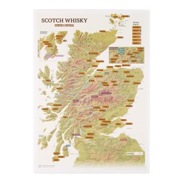 Maps International Whisky Distilleries Collect and Scratch Print - Poster for Scotch lovers - 11.69 (w) x 16.53 (h) inches