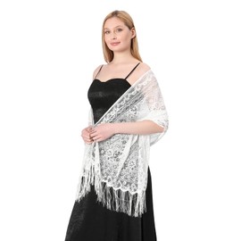 Huralona Women Floral Lace Shawls and Wraps for Evening Dress (White2)