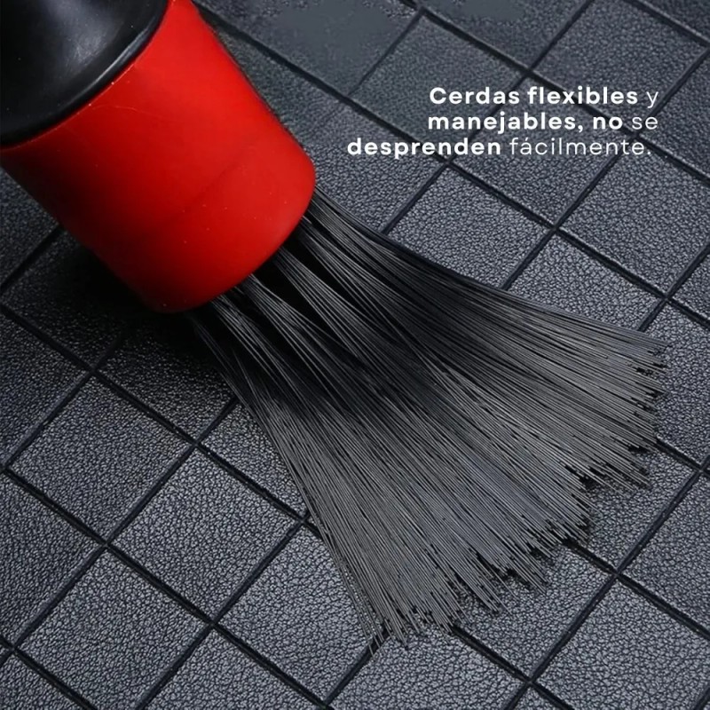 5pcs Cepillo Brocha Lavado Detallado Automotriz Dureza Media Negro