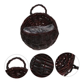 Mipcase Straw Woven Flower Basket Wall Hanging Art for Indoor Decoration for Balcony Living Room Bedroom Hotel and Wedding Decor Wood Color