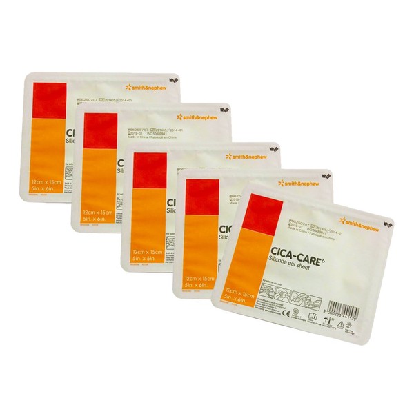 Cica Care Silicone Gel Sheeting 5 x 6 Inch, Sterile 5 packs