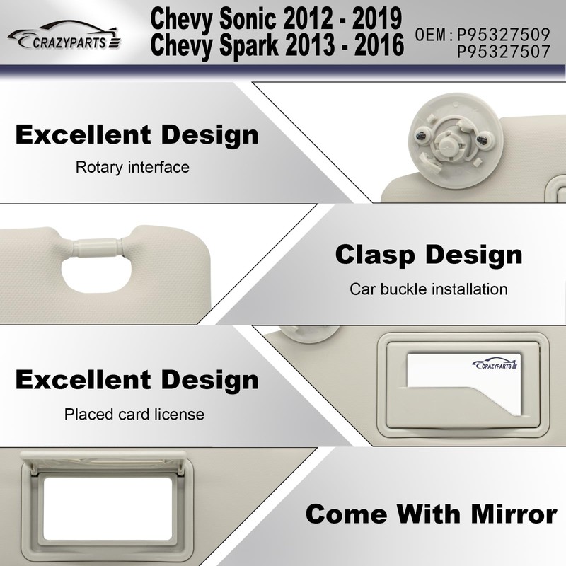 Driver Left & Passenger Right Side Sun Visor Replacement Compatible