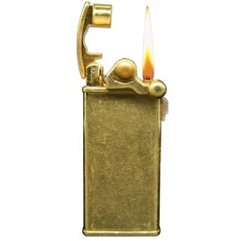 Vintage Trench Lighter，Reusable Soft Flame Antique Lighter with Expandable Neck, Collection Unique Gift for Men Dad Husband (Golden Knurled)
