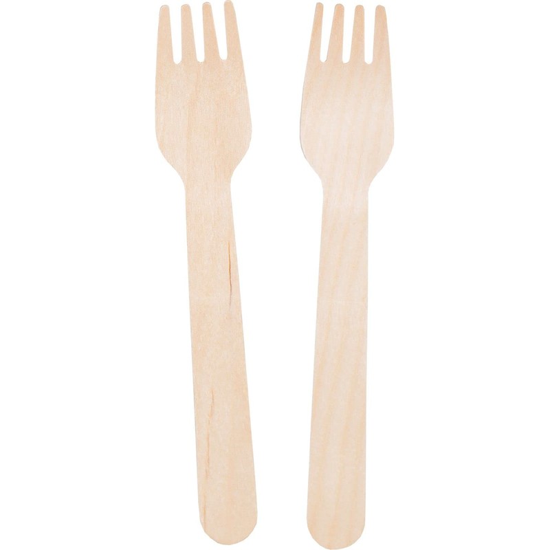 20 Wooden Forks Length 16.5 cm Birch Be Green