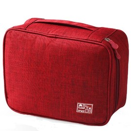 Neceser de Viaje con Ganchos, Bolsa de Maquillaje Impermeable para Accesorios, Champú, Envases de Tamaño normal, Artículos de Aseo, etc para Organizadores de Viaje(Rojo)