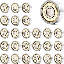 Jyvex Pack of 24 608 Ball Bearings, 608ZZ Ball Bearings 8 x 22 x 7 mm Metal Double Shielded Miniature Deep Groove Ball Bearings, Bearings for Skateboards, Inline Skates, Scooters