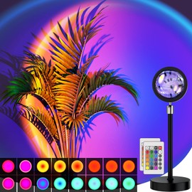 Bavcieu Sunset Lamp Projection Led Lights with Remote, Multicolor Night Light 360° Rotation Rainbow Lights 4 Modes Setting for Photography/Selfie/Party/Home/Living Room/Bedroom Decor, Gifts for Women